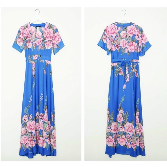 NWOT A Love Like You Floral Border Plunge Maxi - Picture 4 of 4